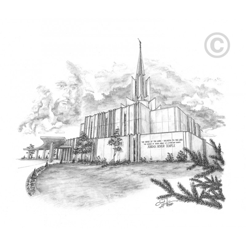 Jordan River Utah Temple Drawing