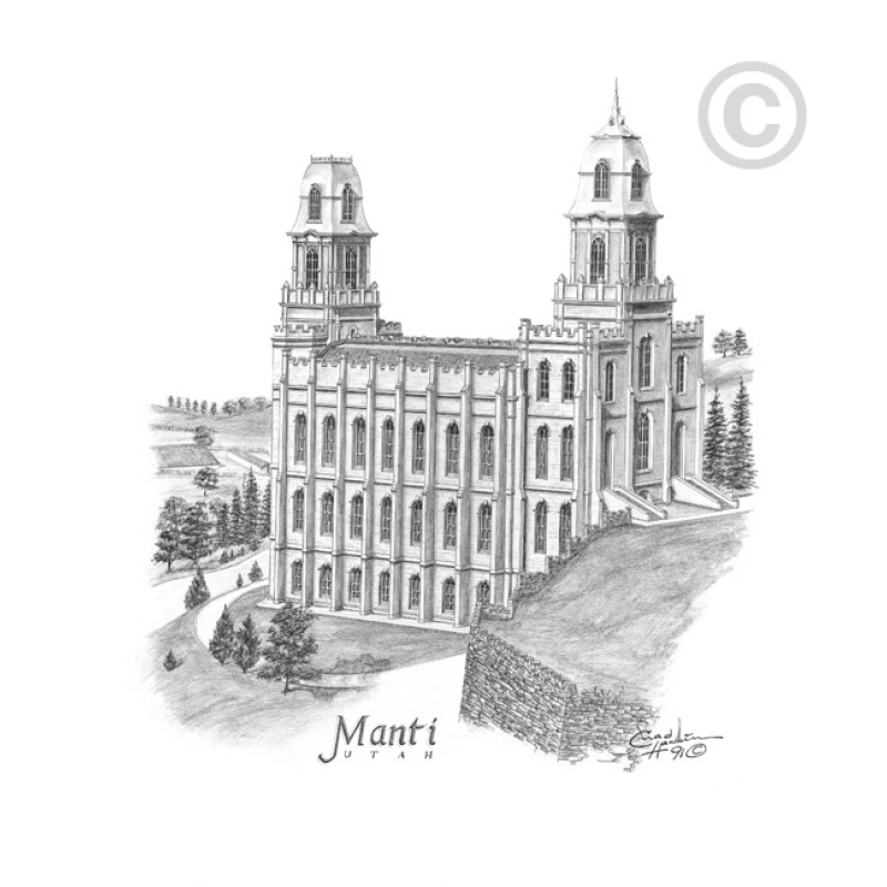 Manti Utah Temple Drawing