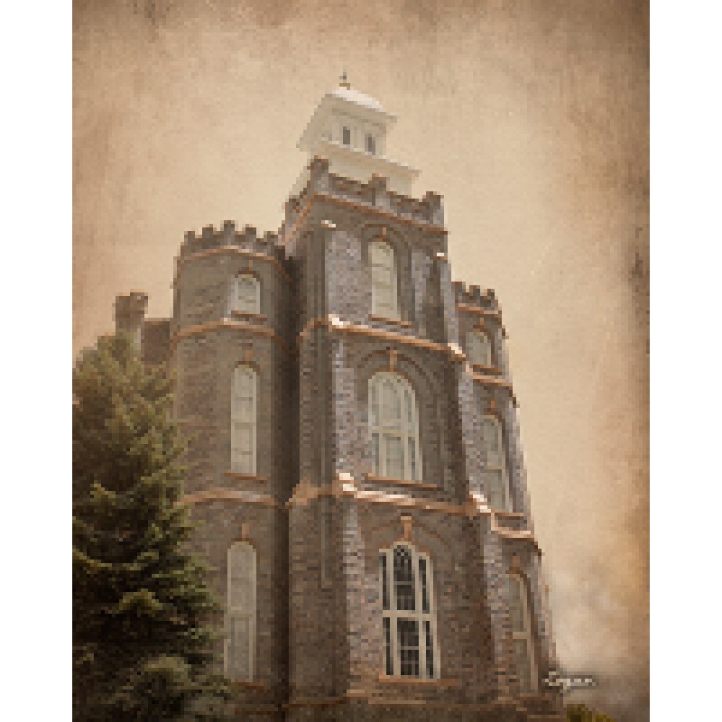 Logan Utah Temple Antiqued Recommend Holder
